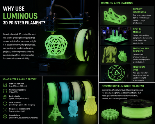 Glow-in-the-Dark 3D Printer Filament for Prototypes and Display Parts