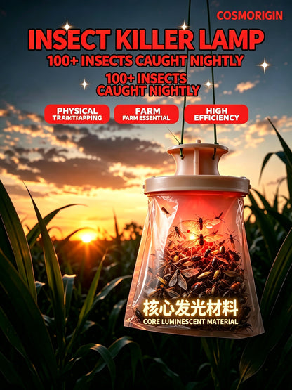 Cosmorigin self-luminous pest trap using glow-in-the-dark material for passive insect attraction