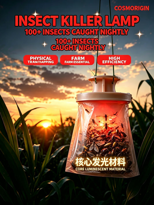 Cosmorigin self-luminous pest trap using glow-in-the-dark material for passive insect attraction